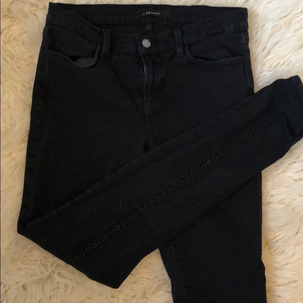 Jbrand black super skinny back detail jeans 28